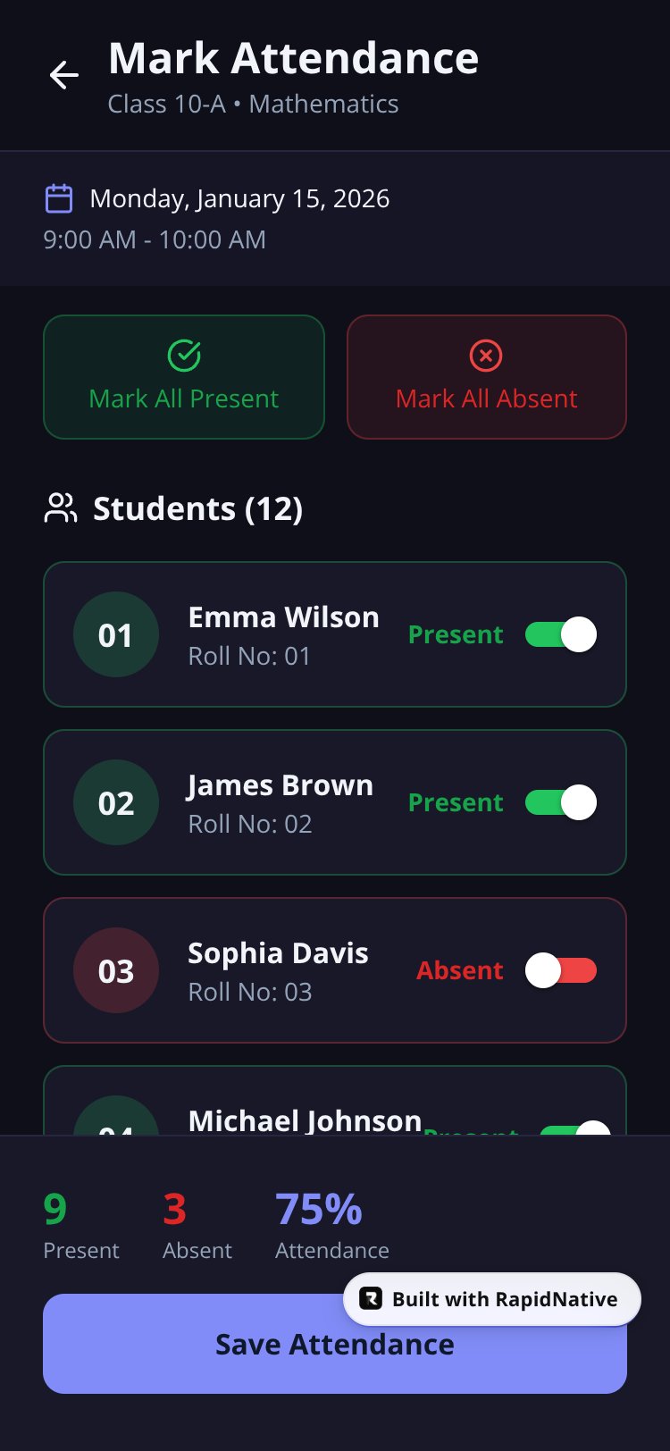 AttendEase screen 3