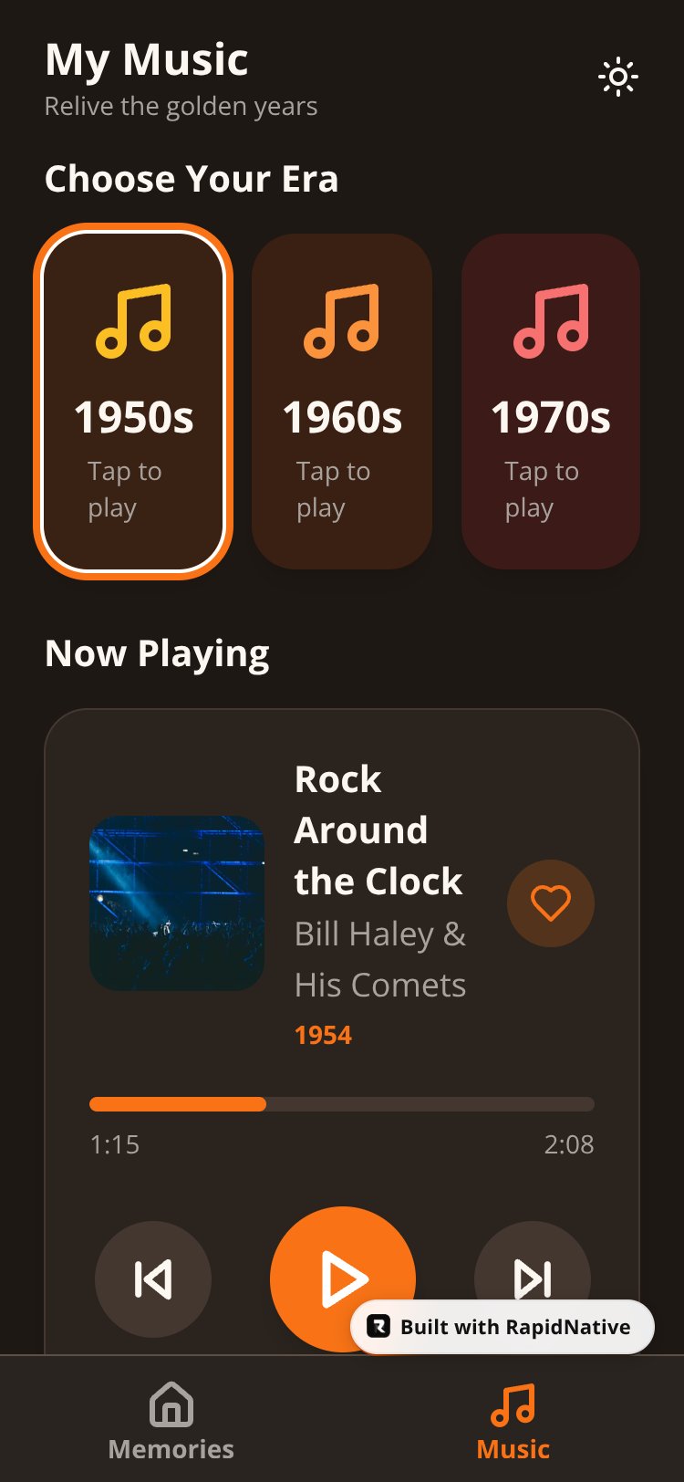 MemoryLane screen 1