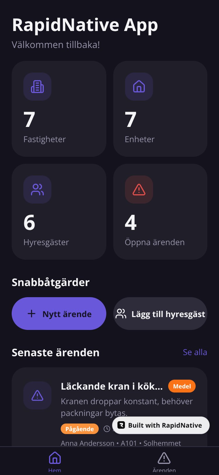 RapidNative App screen 1