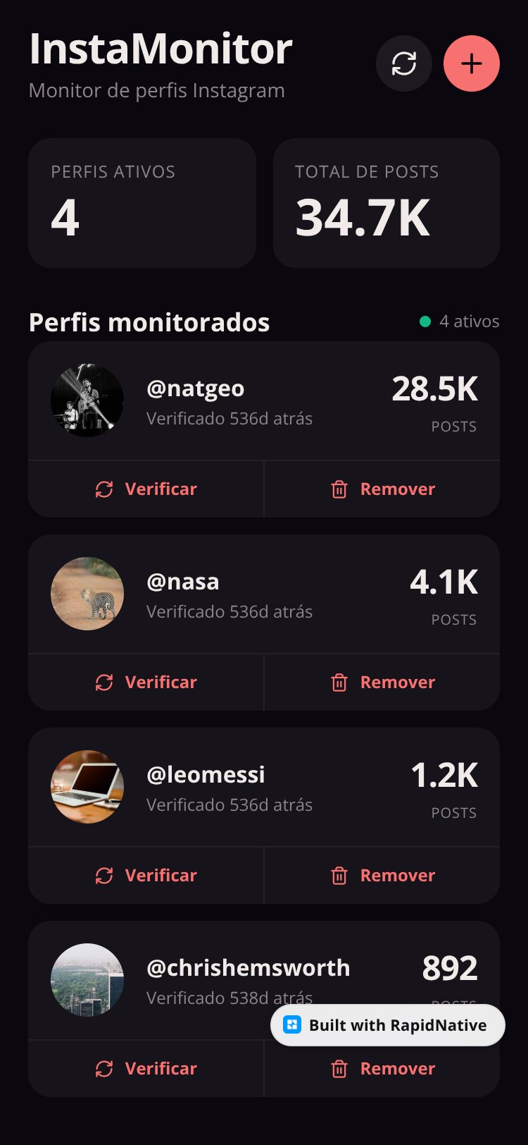 InstaMonitor screen 1