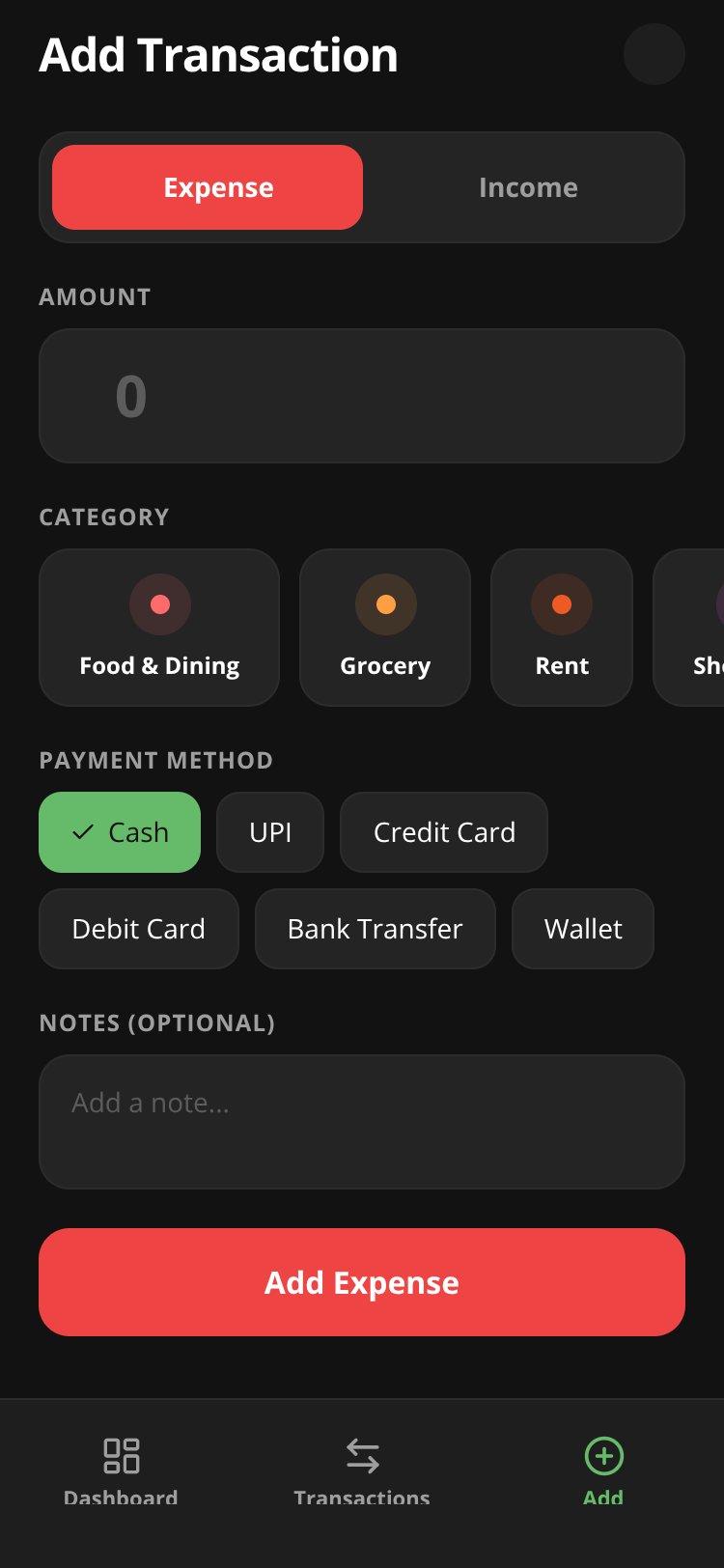 Expense Tracker screen 1