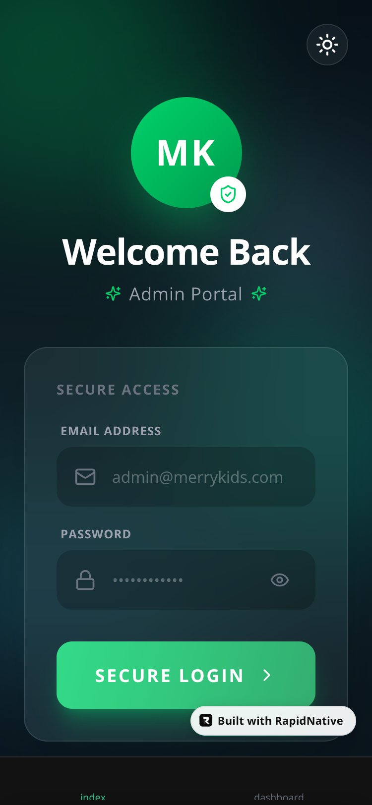 MerryKids Admin screen 2