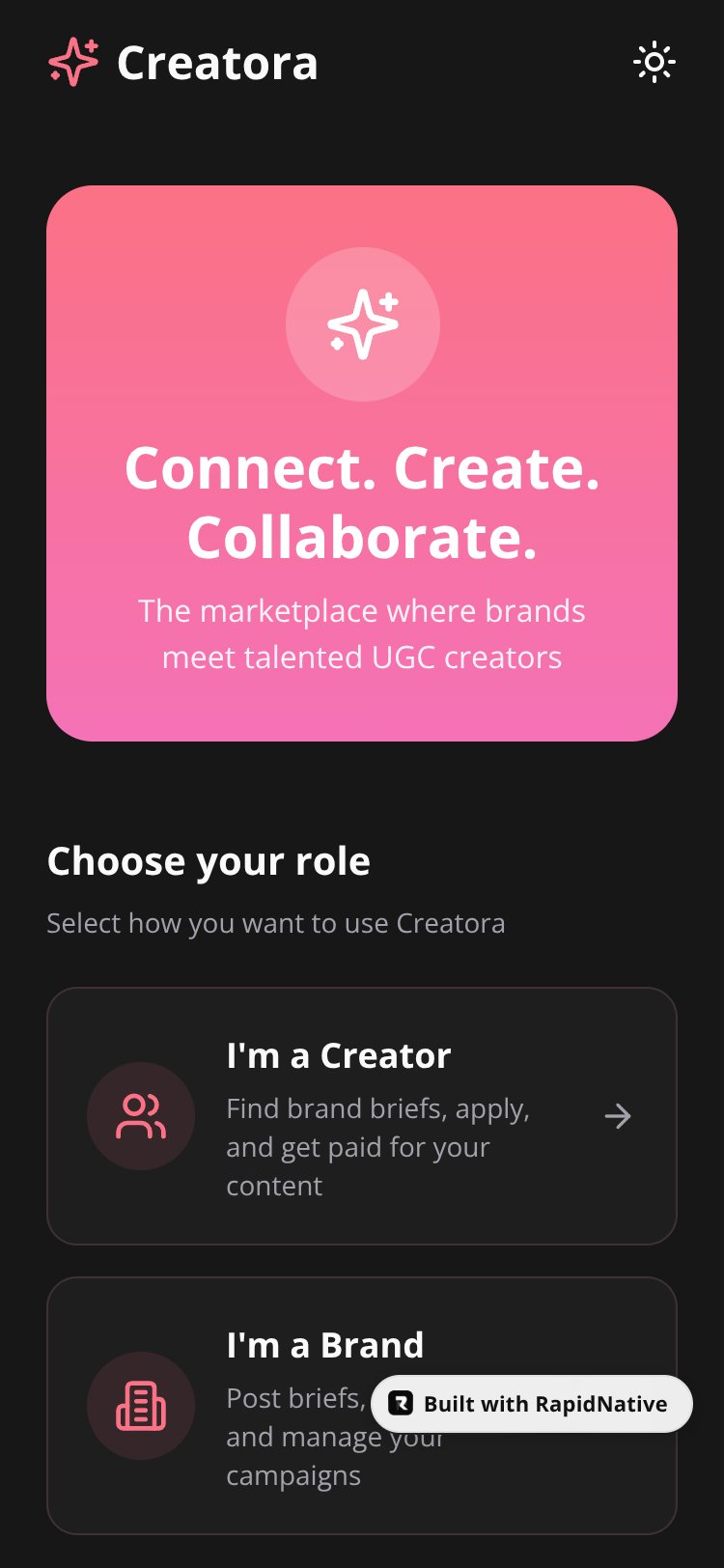Creatora screen 1