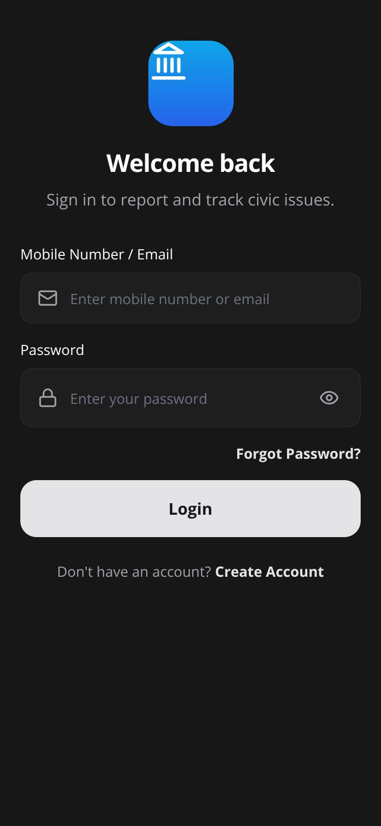 RapidNative App screen 1
