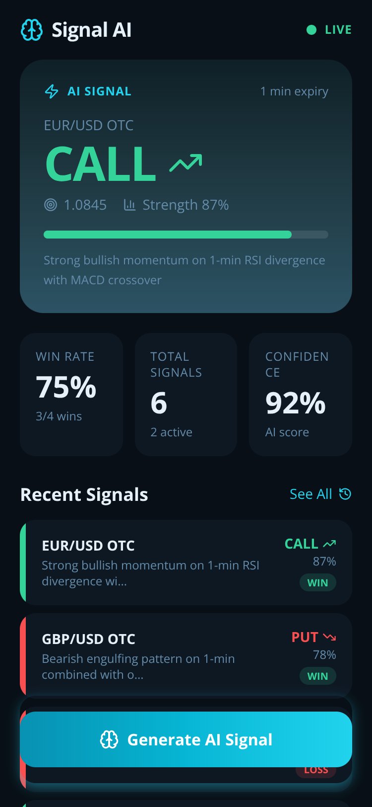 Quotex Signal AI screen 2