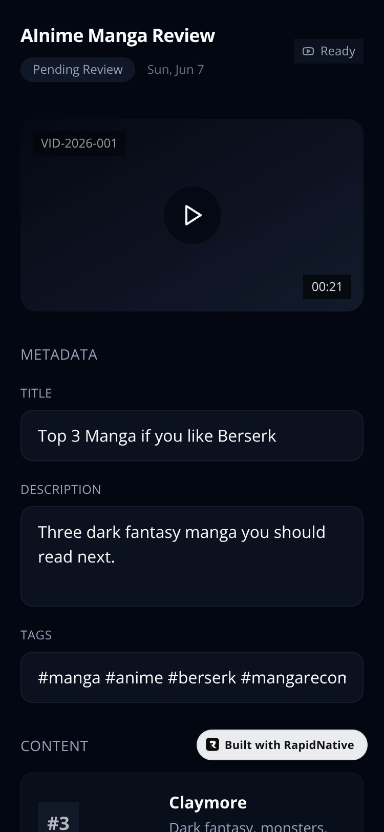 AInime Manga Review screen 1