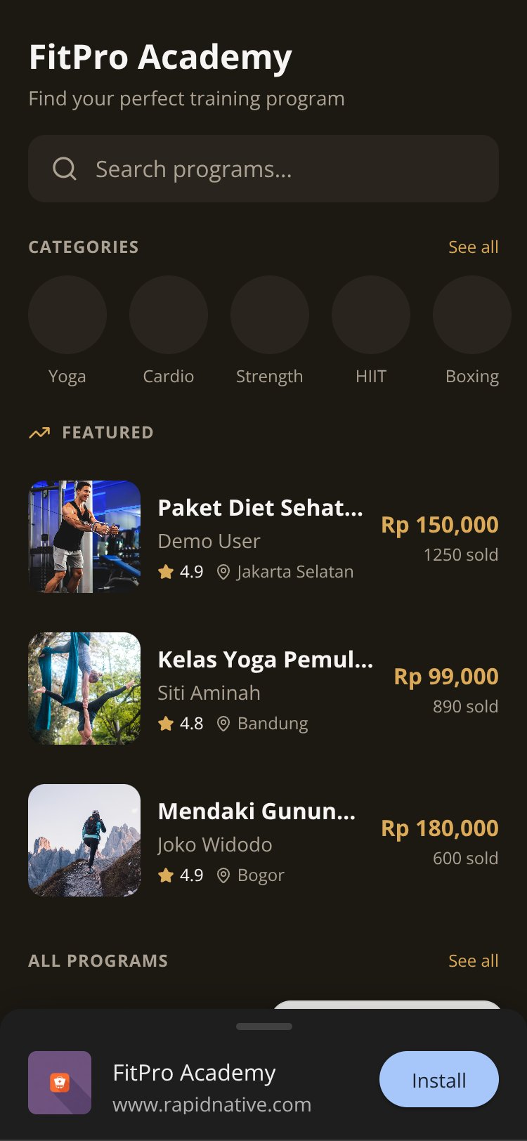 FitPro Academy screen 3