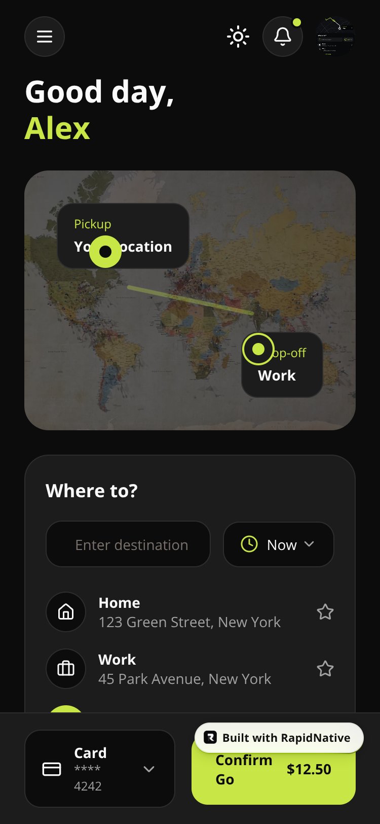 GoRide screen 1