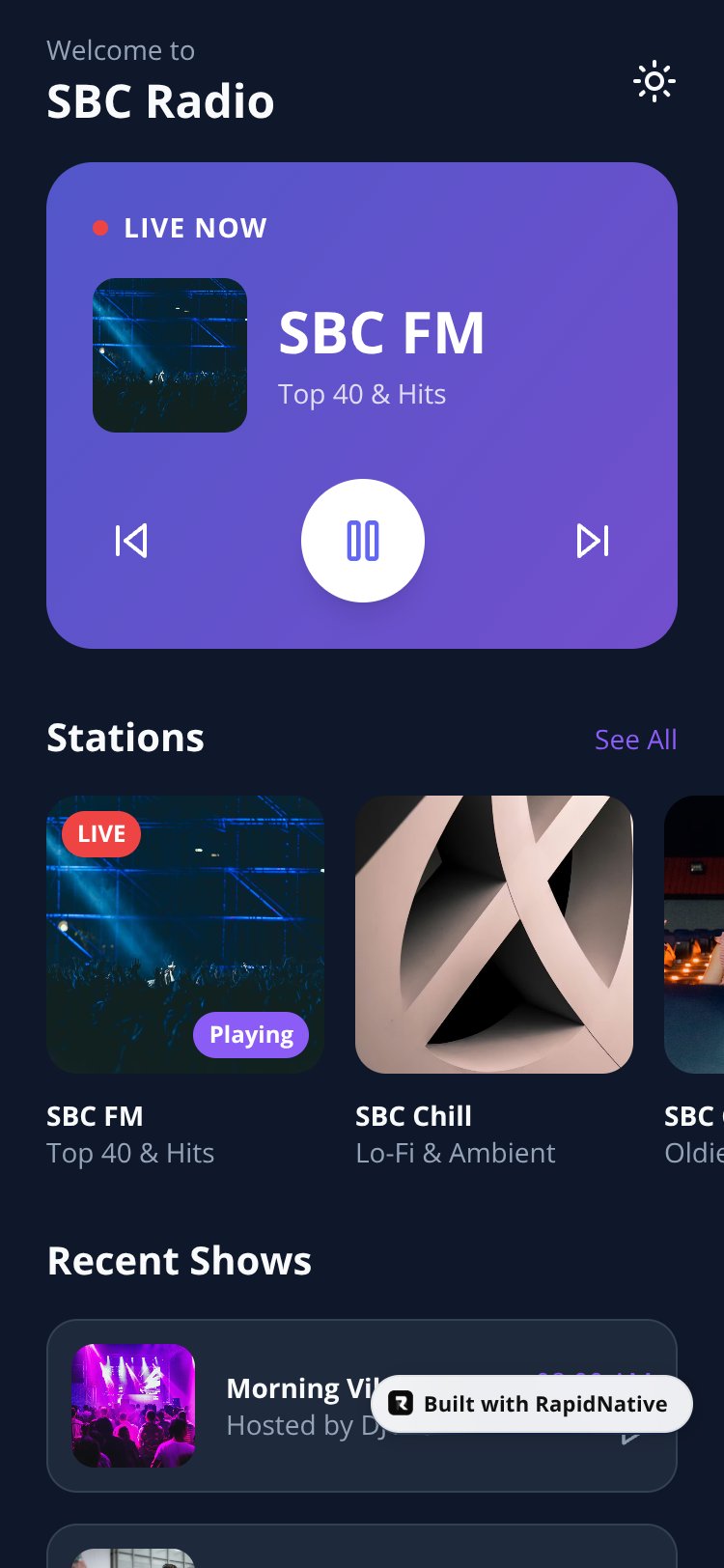 SBC Radio screen 1