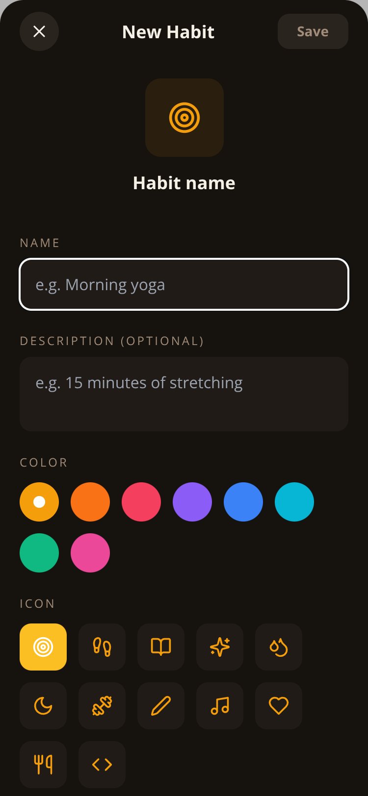 Habit Builder screen 1