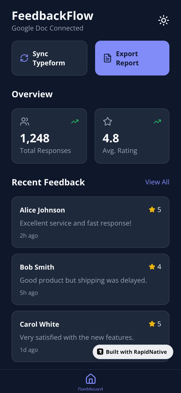 FeedbackFlow screen 1