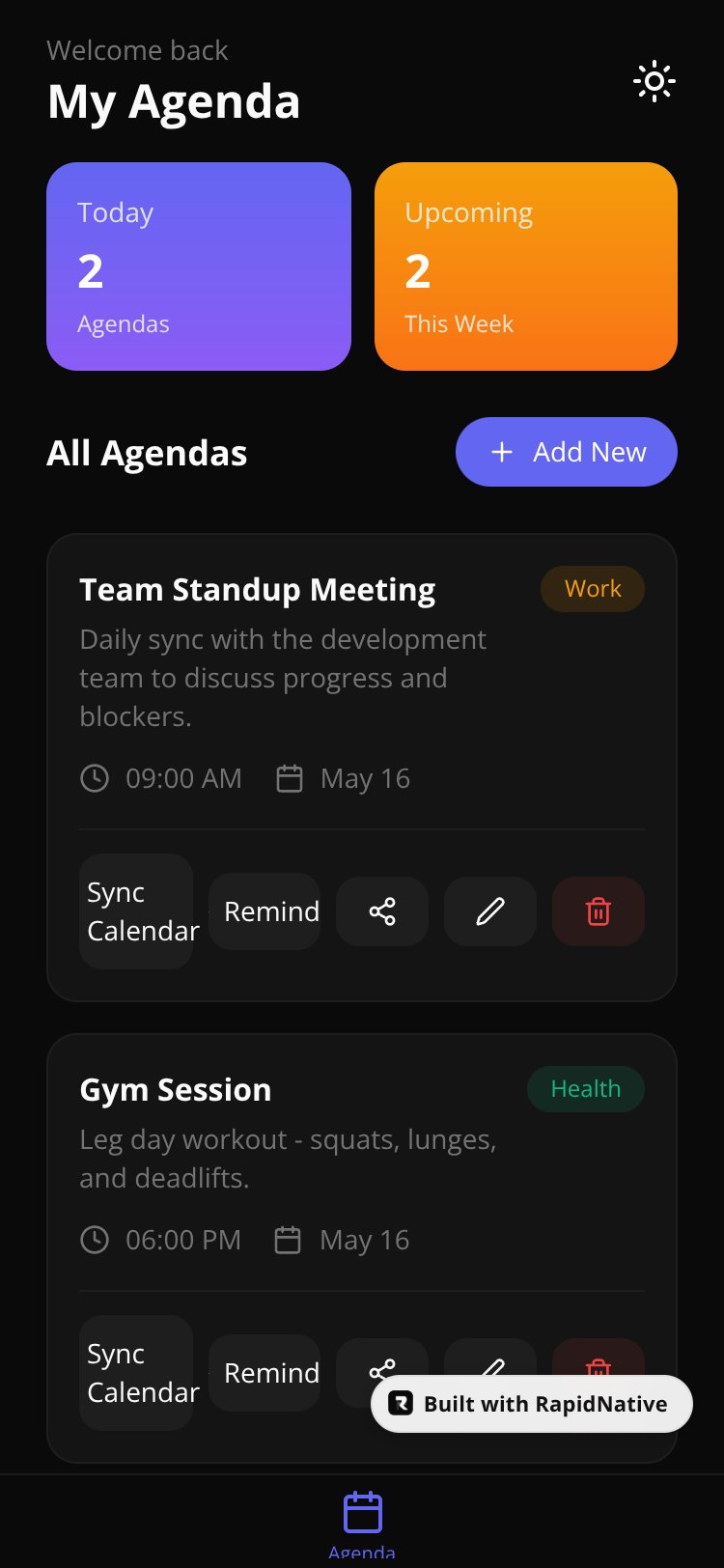 AgendaFlow screen 1