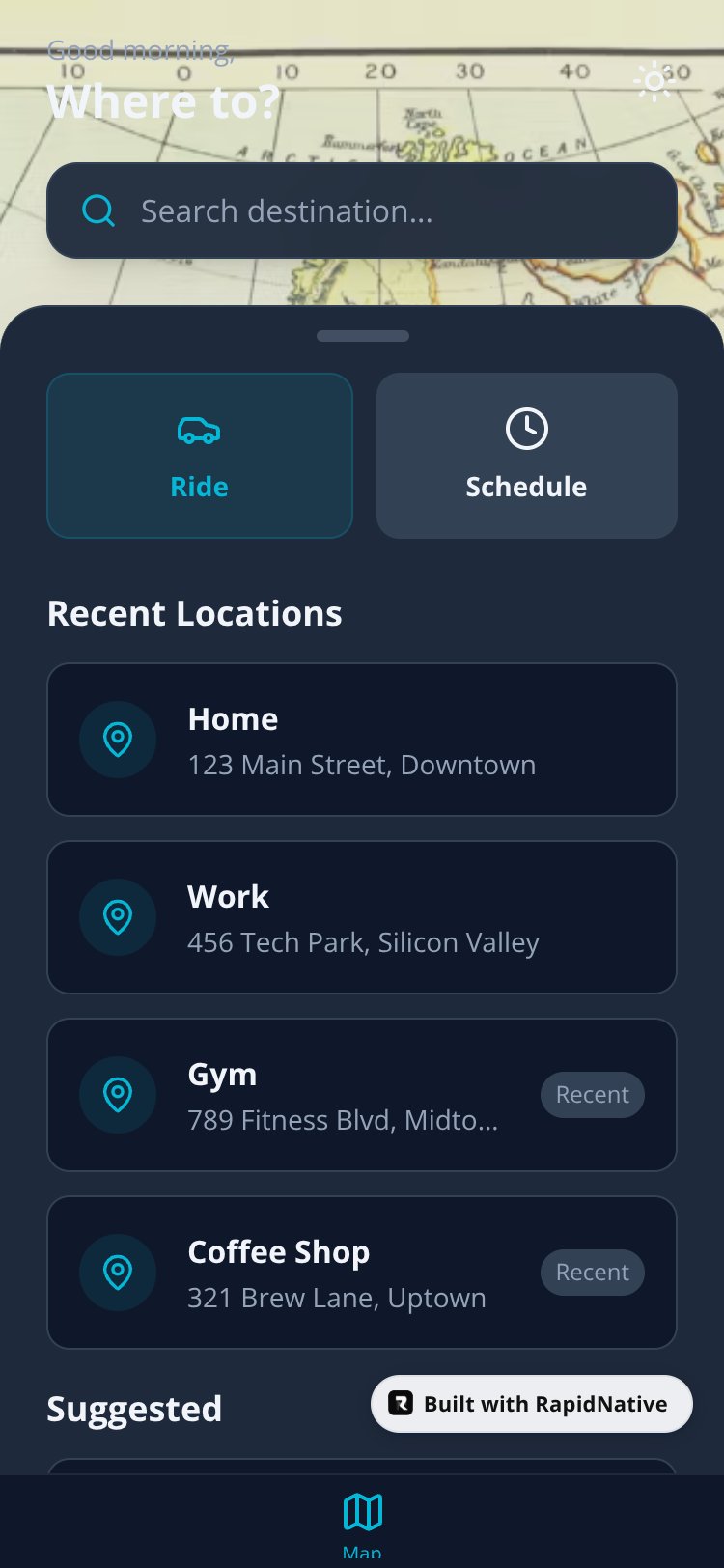 RideShare screen 1