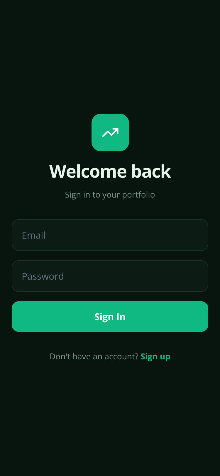 Portfolio Tracker screen 1