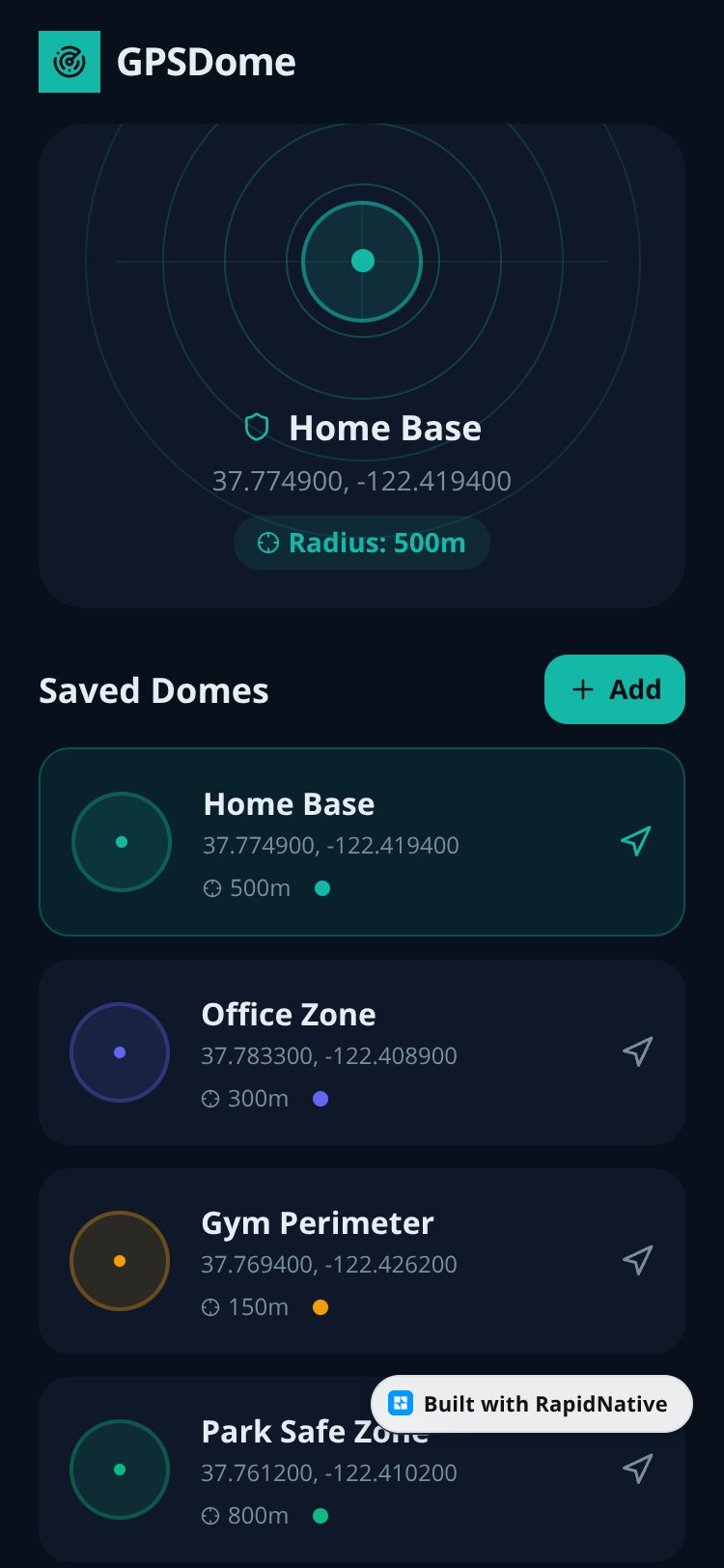 GPSDome screen 1