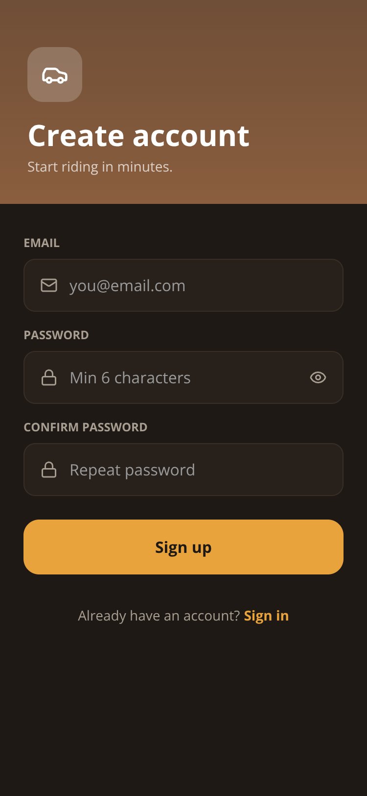 RideGo screen 2