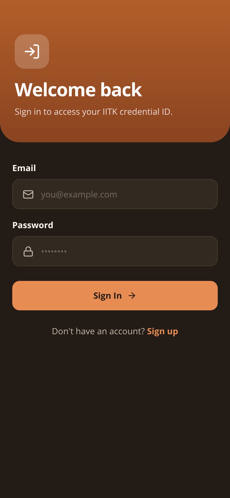 IITK ID Vault screen 1