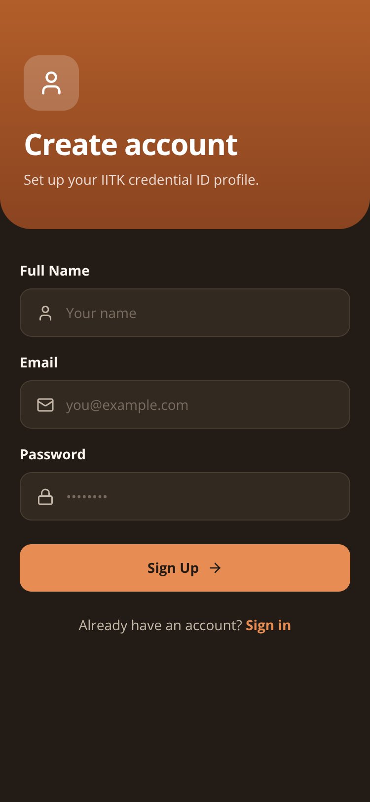 IITK ID Vault screen 2