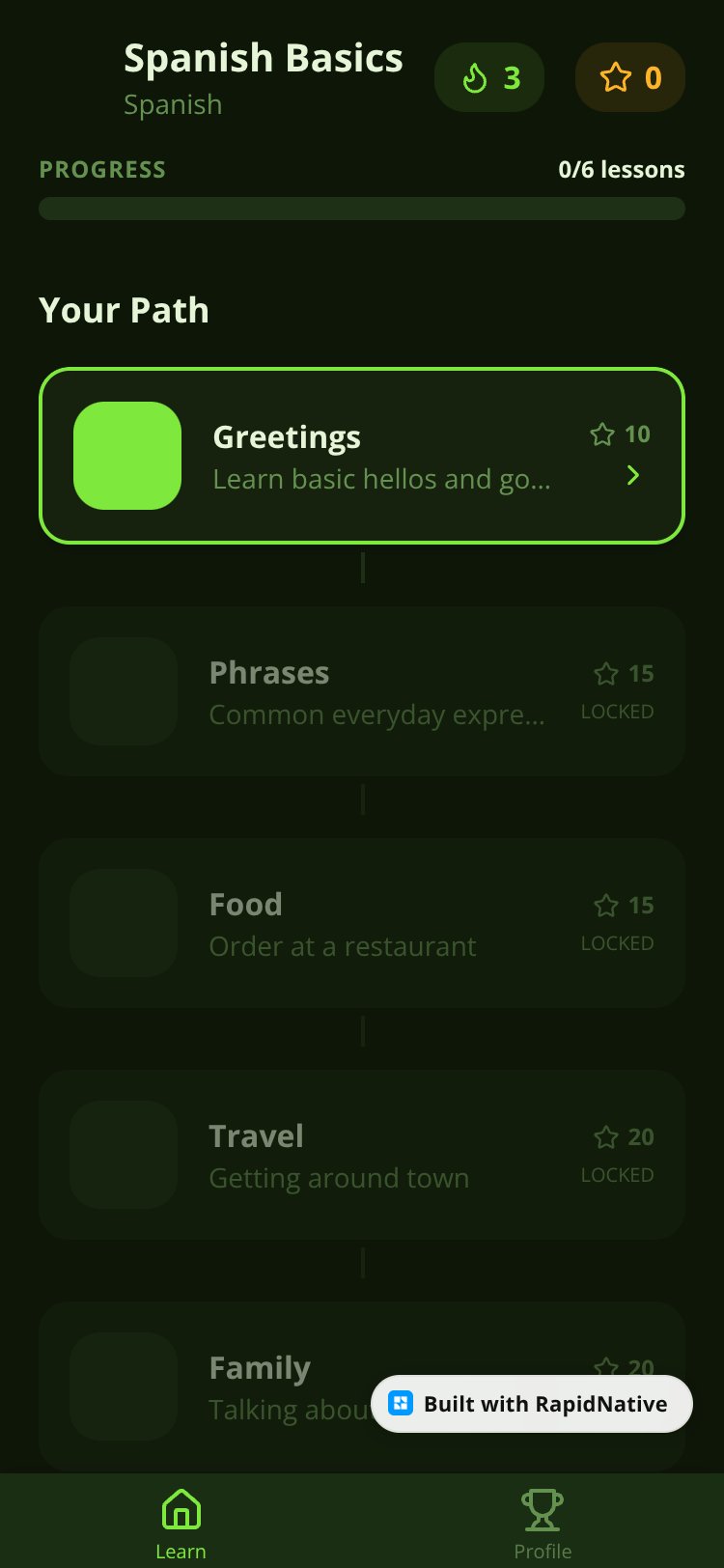 LinguaLearn screen 1