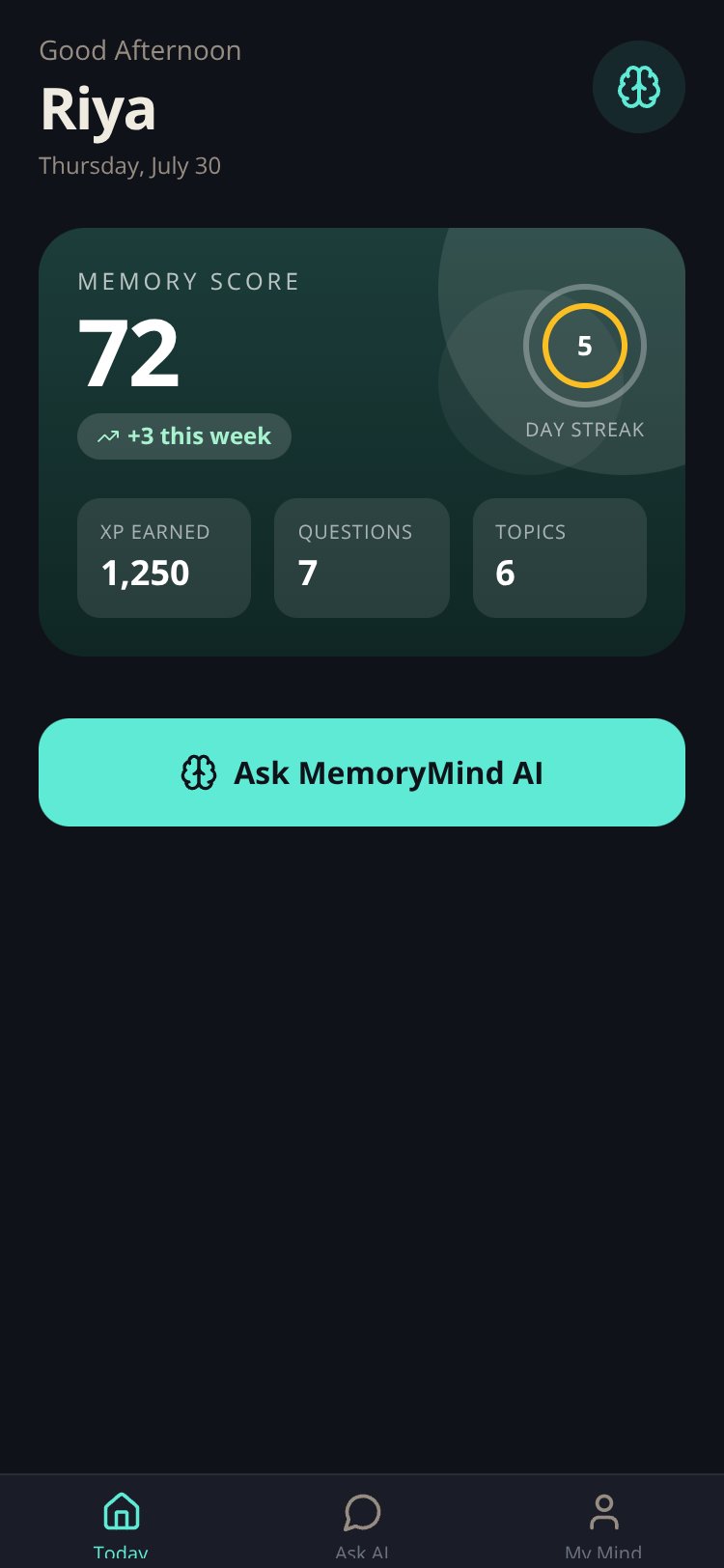 MemoryMind AI screen 2