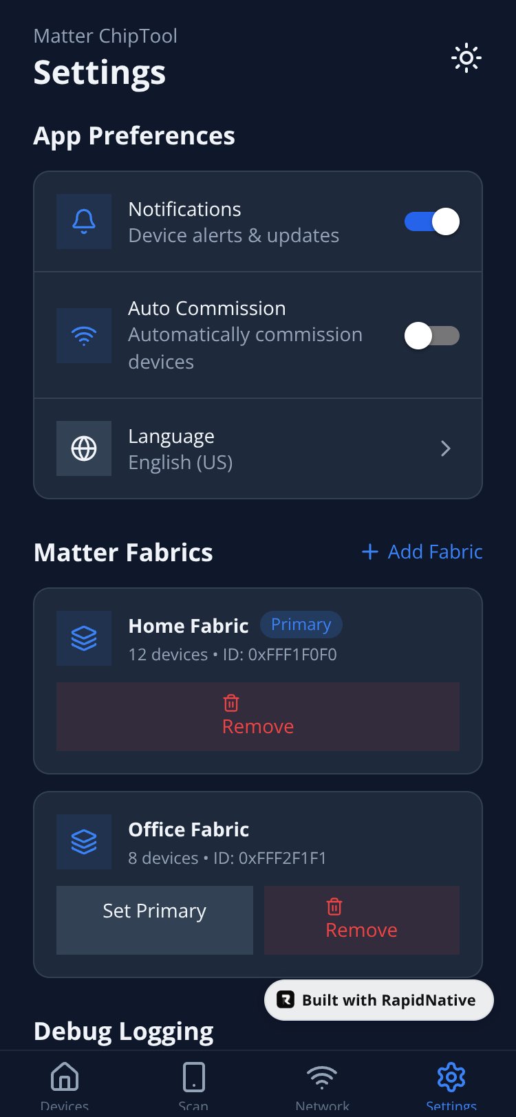 Matter ChipTool screen 4