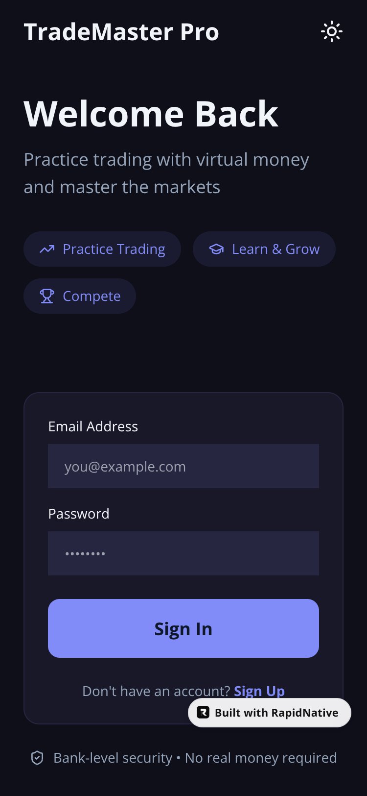 TradeMaster Pro screen 1