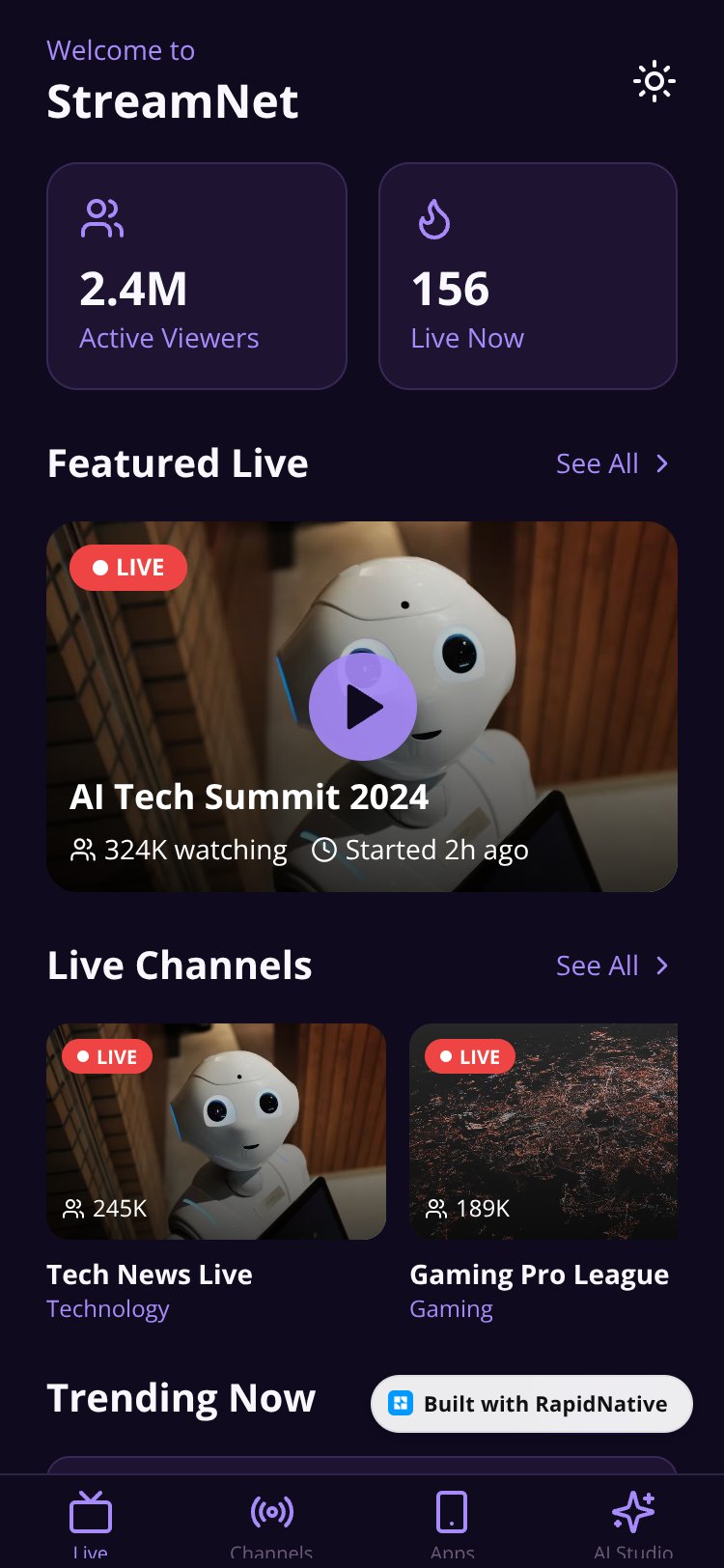 TV Network Platform screen 2