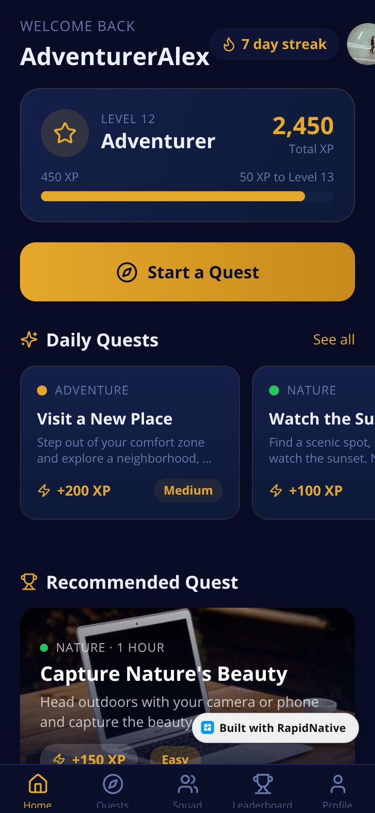 LifeQuest screen 1