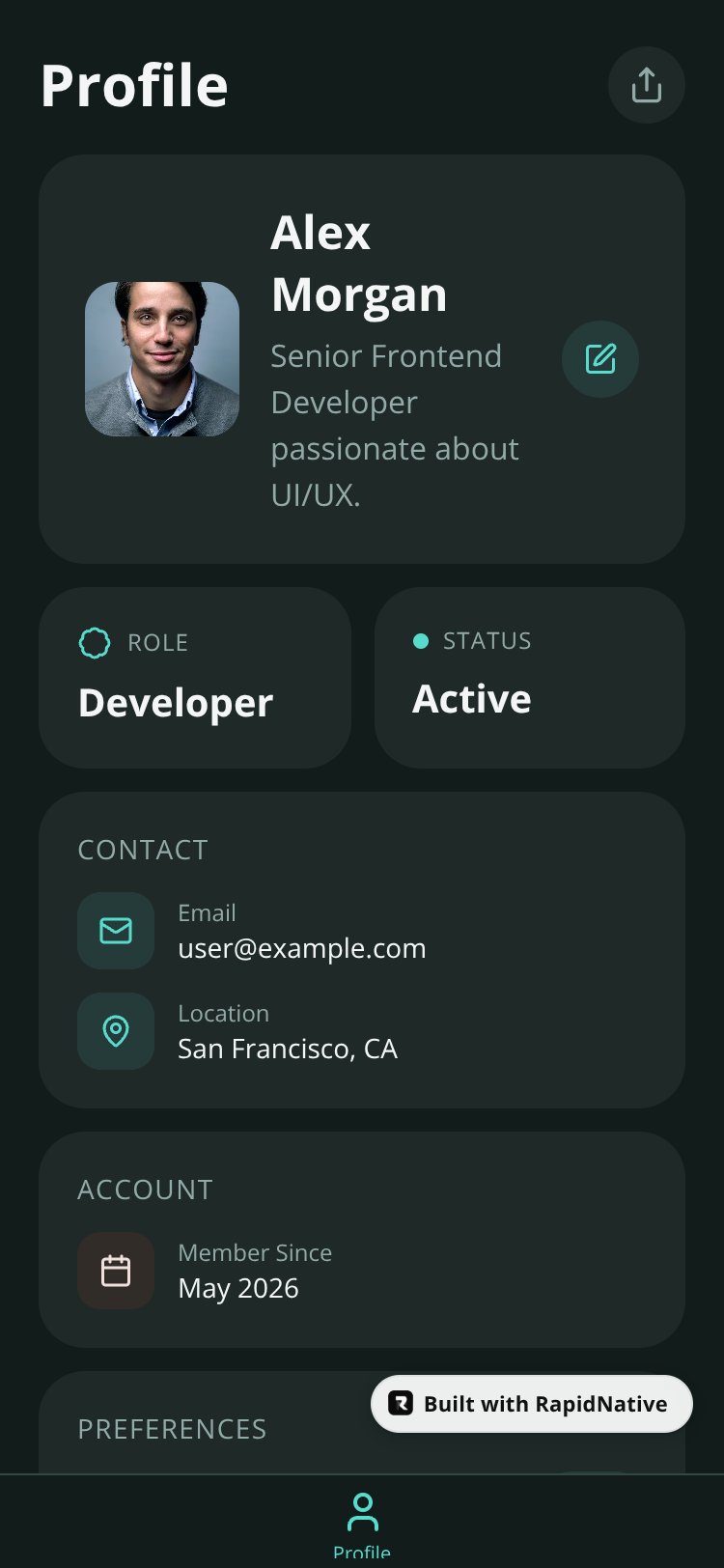 ProfileHub screen 1