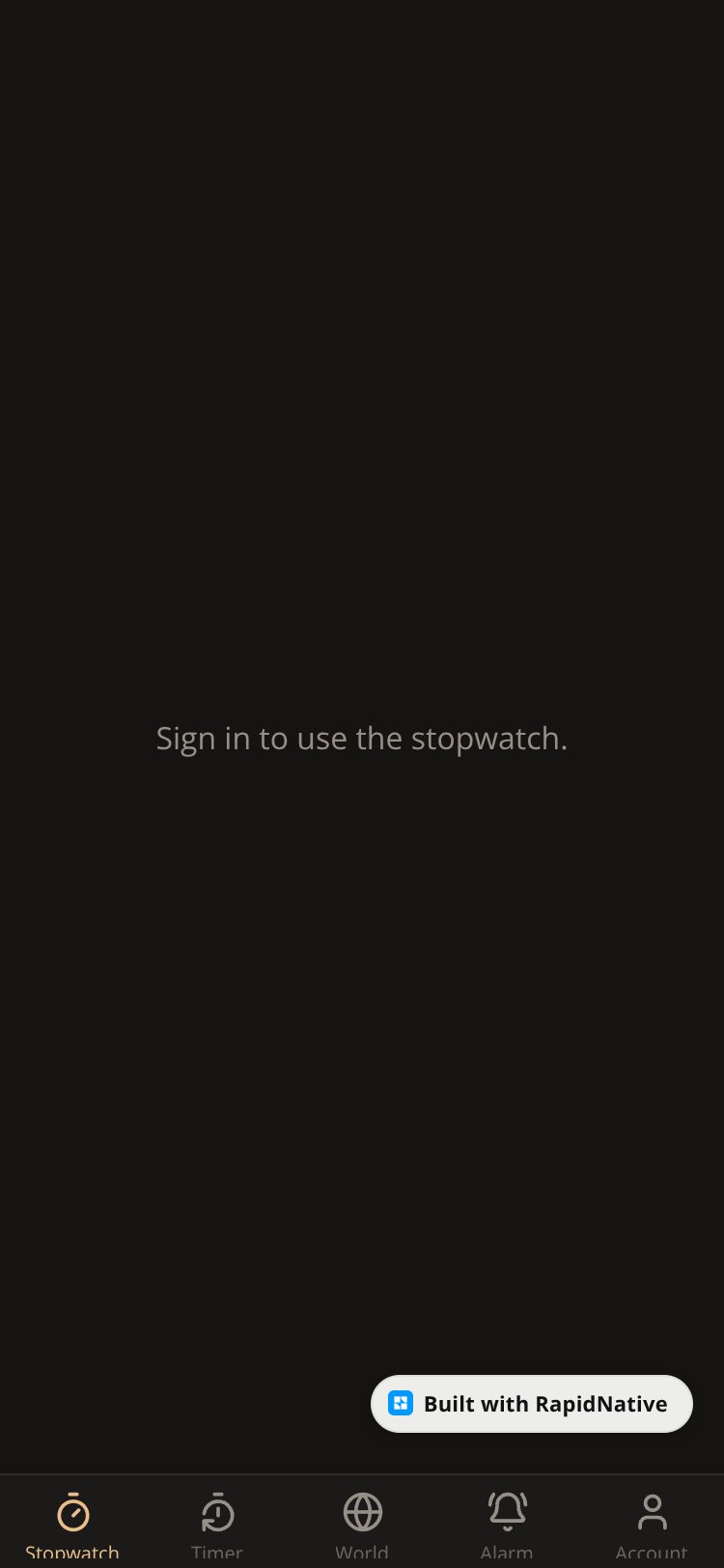 RapidNative App screen 1