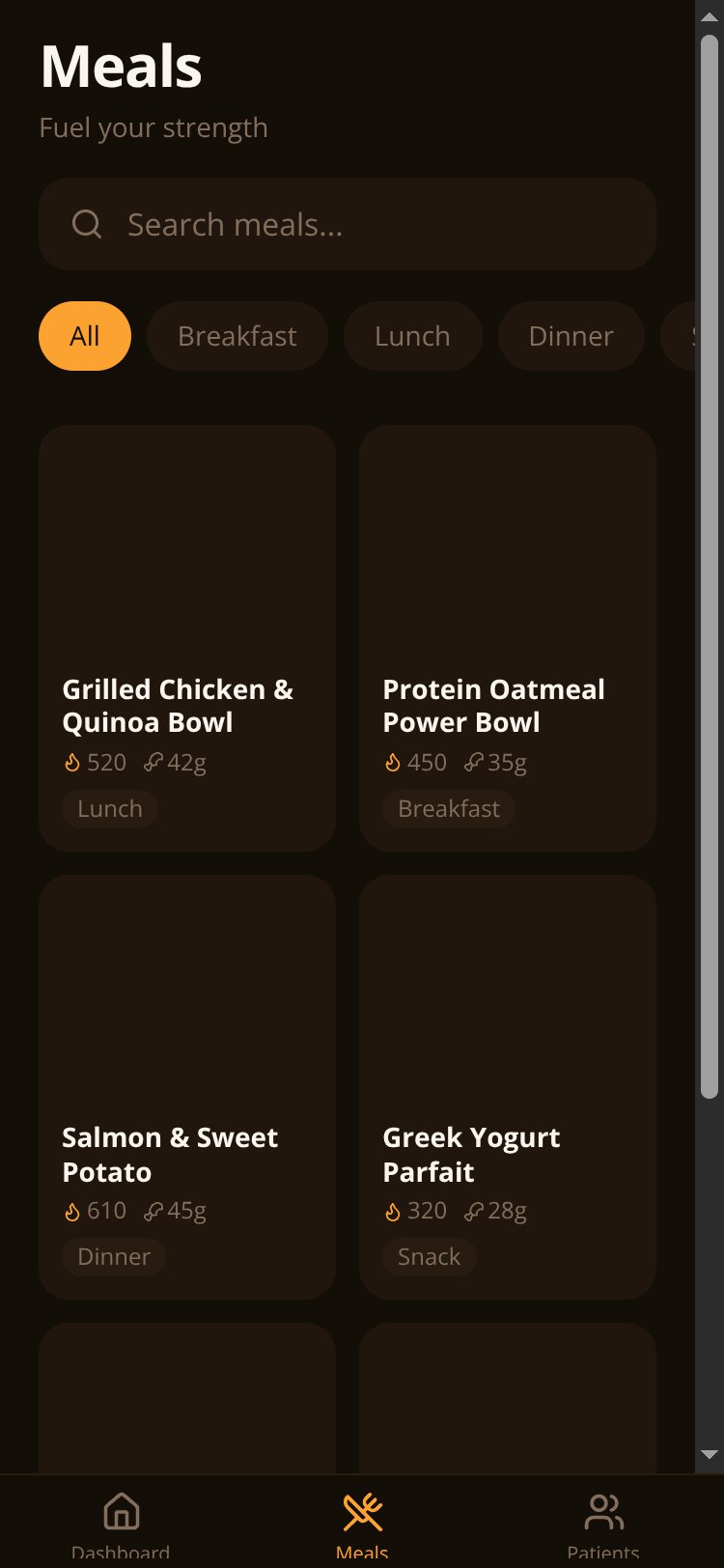 MealStrong screen 2