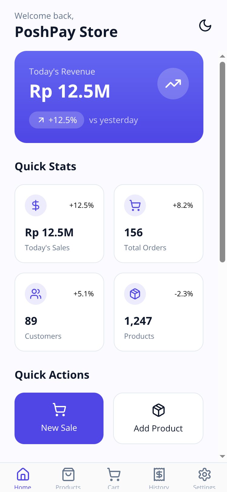 PoshPay screen 1