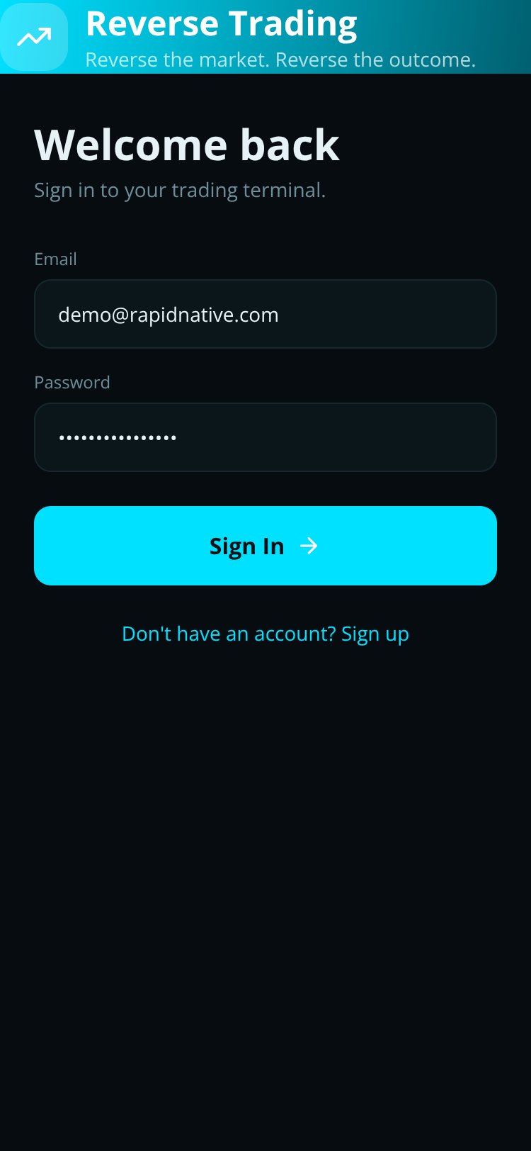 Reverse Trading screen 1