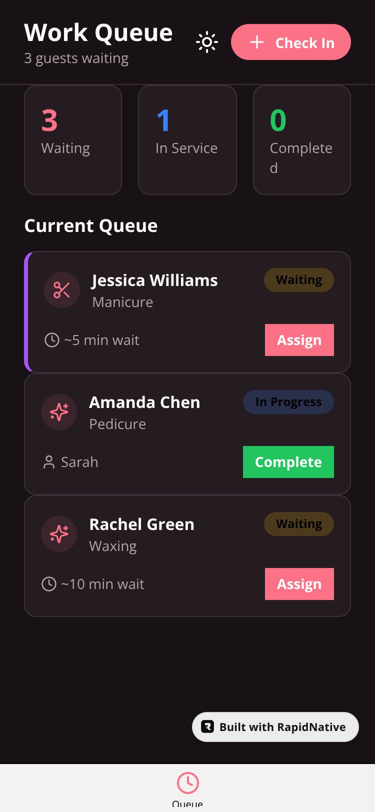 Beauty Salon Booking screen 1