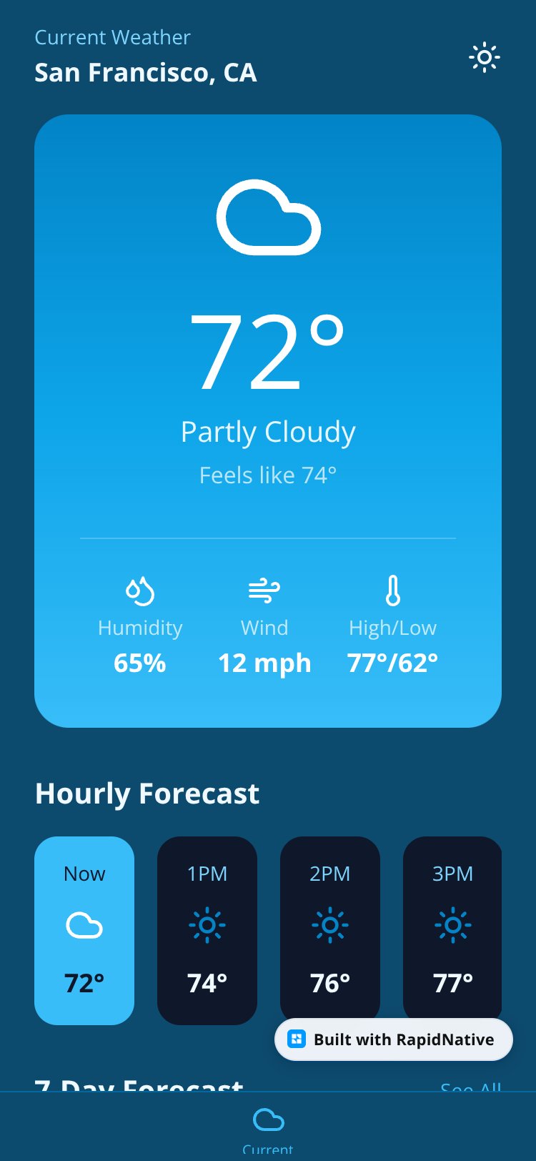WeatherCast screen 1