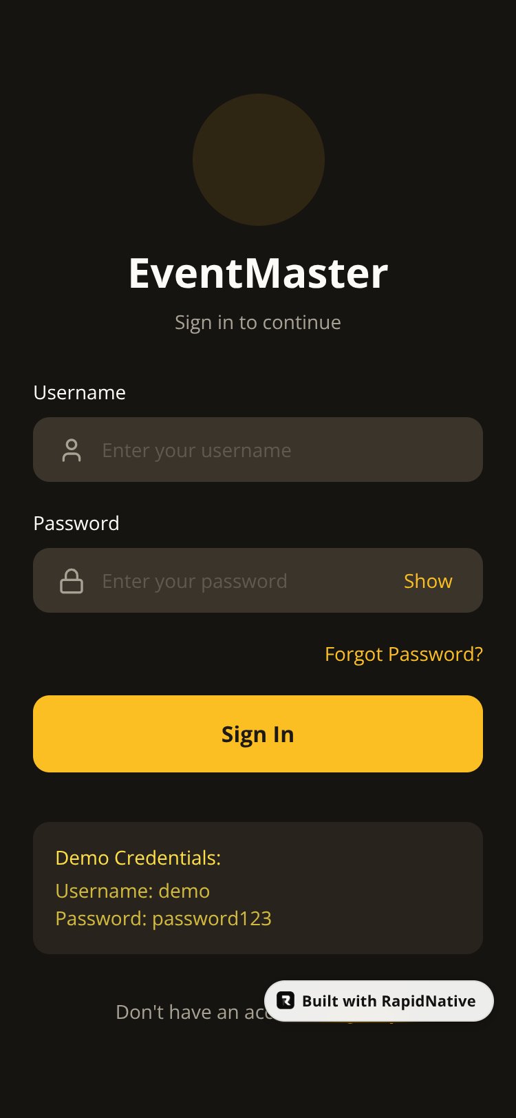 EventMaster screen 2