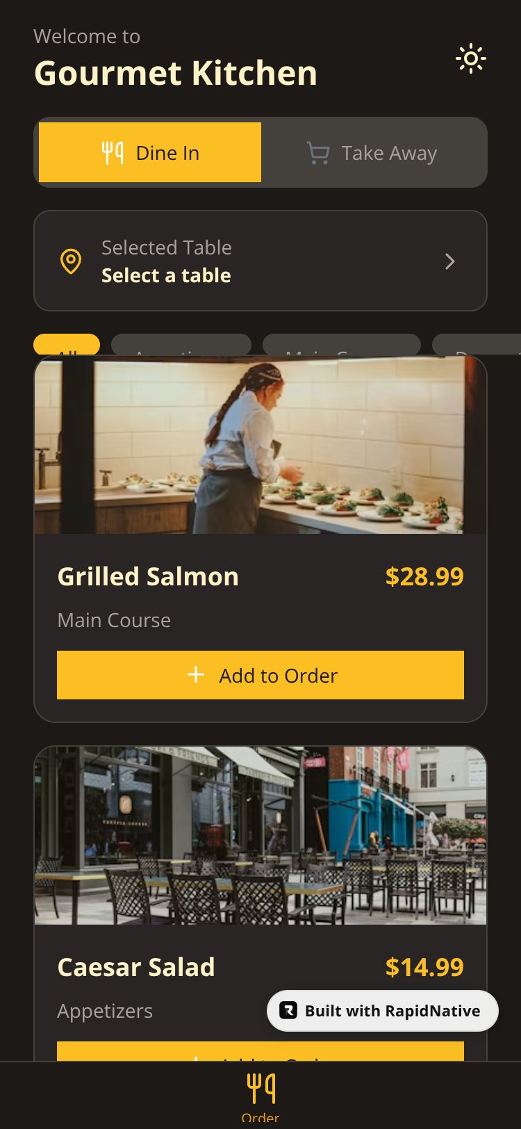 Restaurant POS screen 1