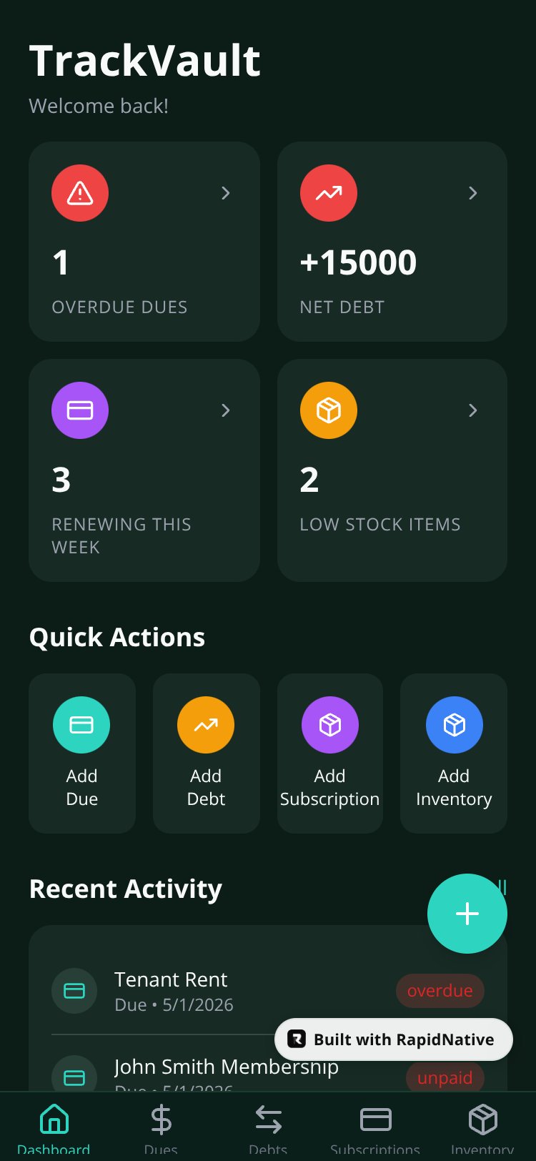 TrackVault screen 3