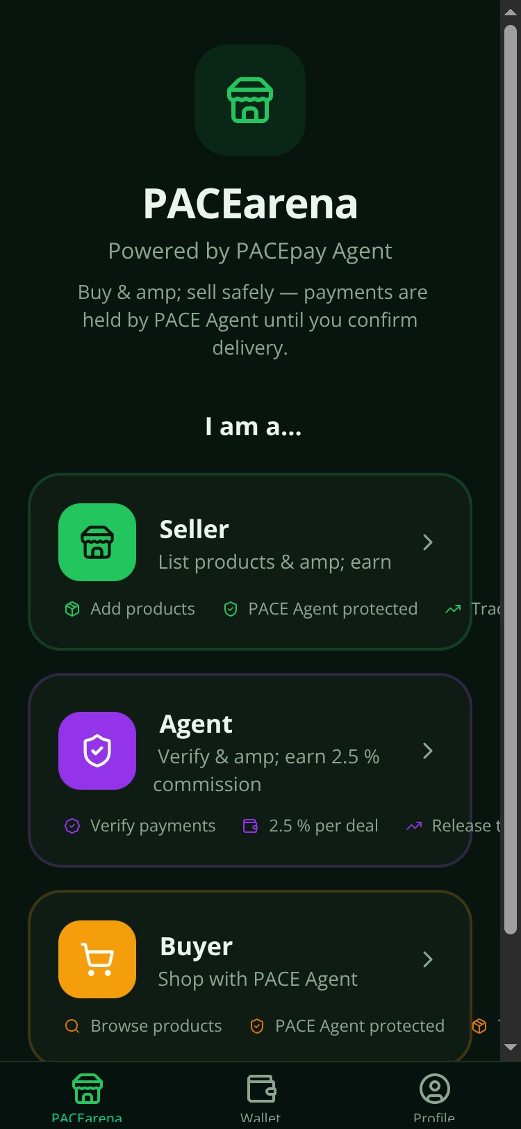 PACEpay screen 1