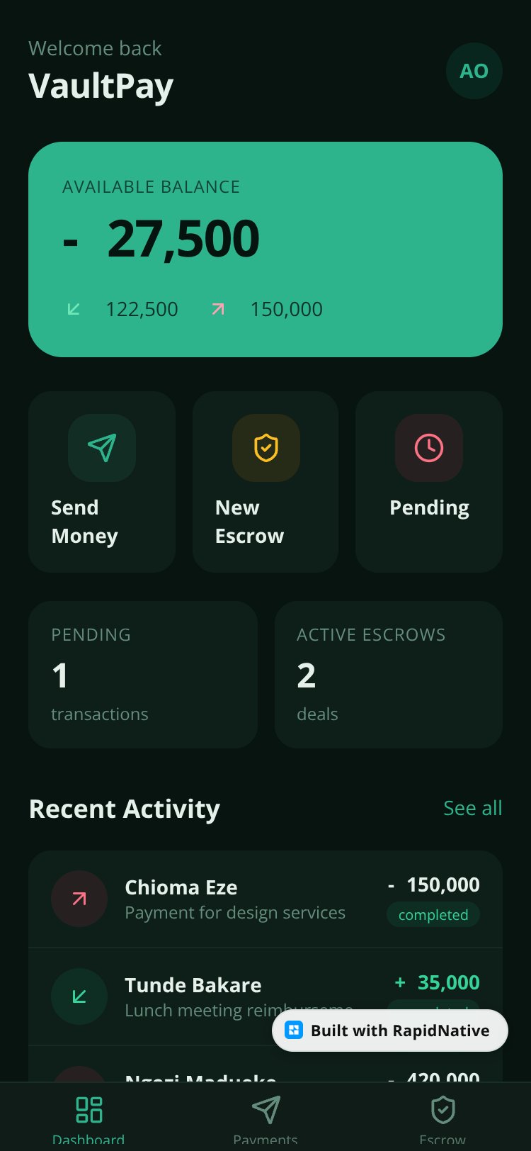 VaultPay screen 3
