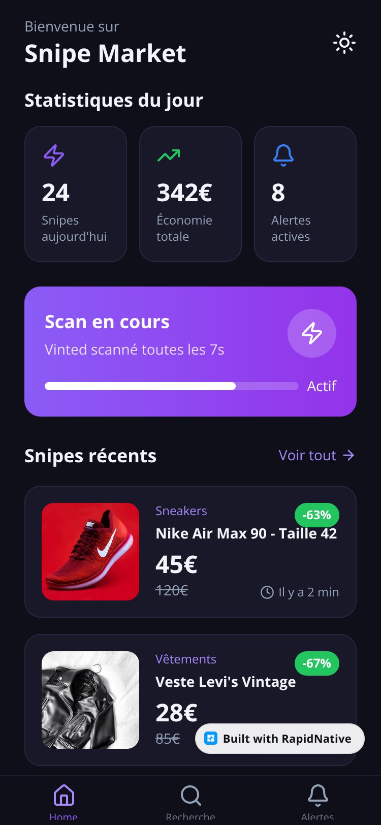 Snipe Market screen 1
