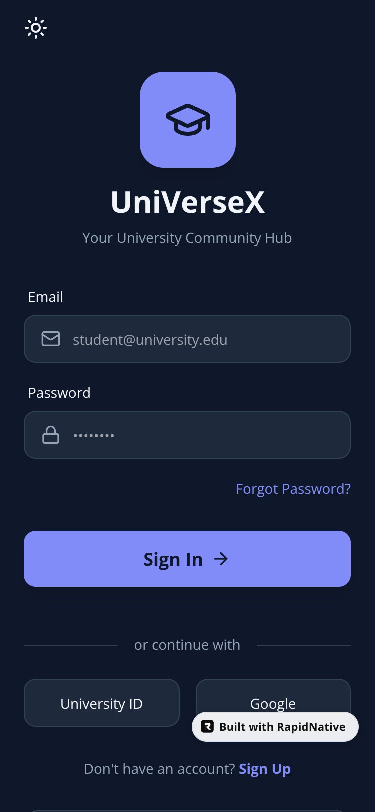 UniVerseX screen 1