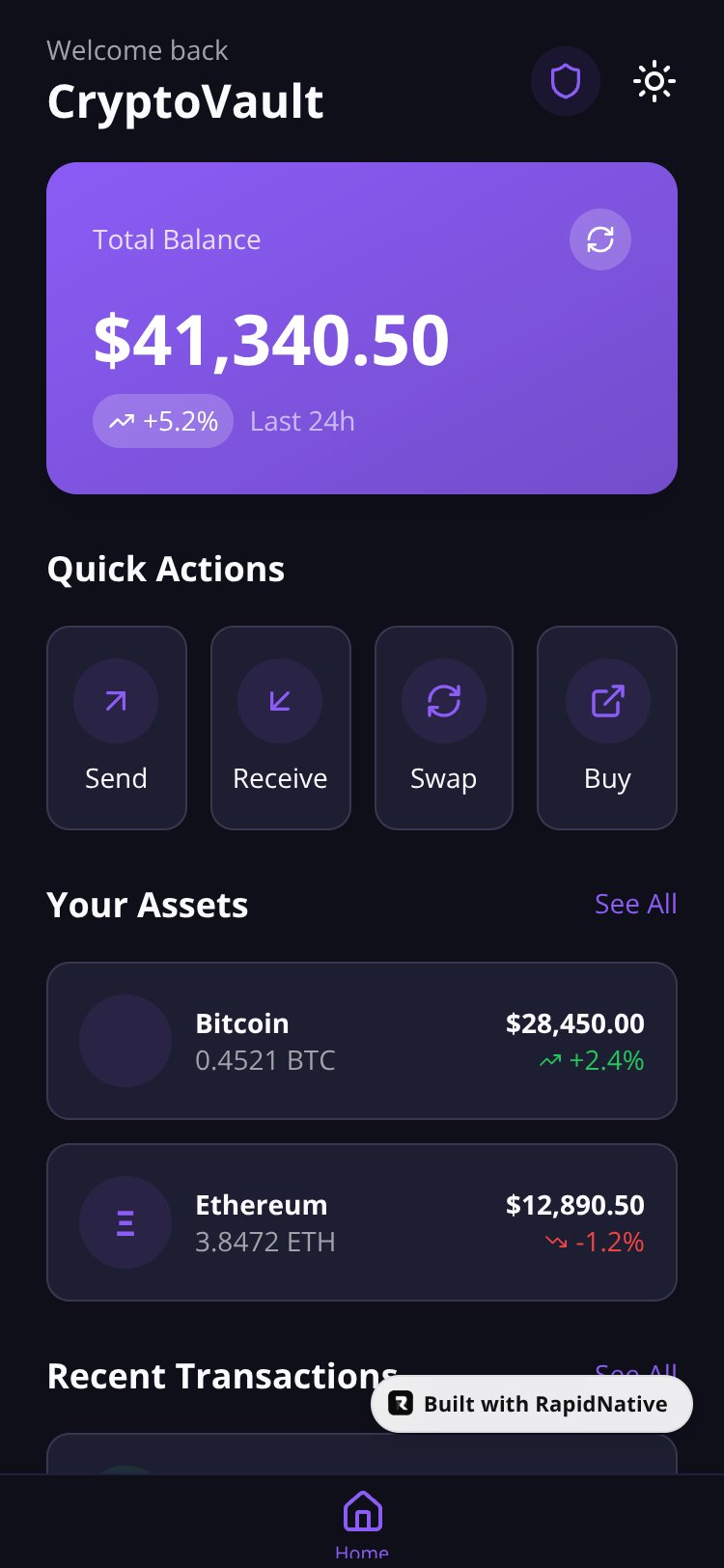 CryptoVault screen 1
