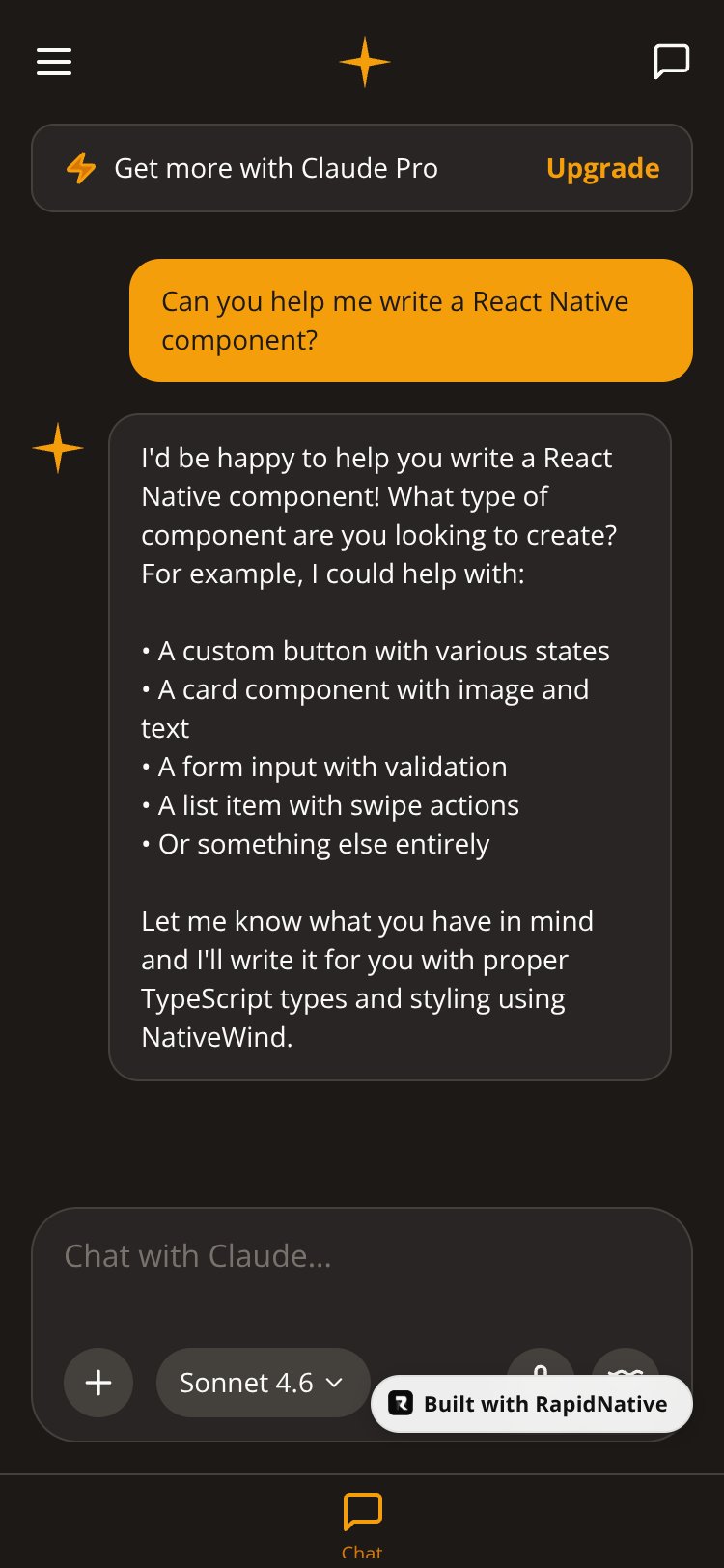 Claude Mobile AI Interface screen 1