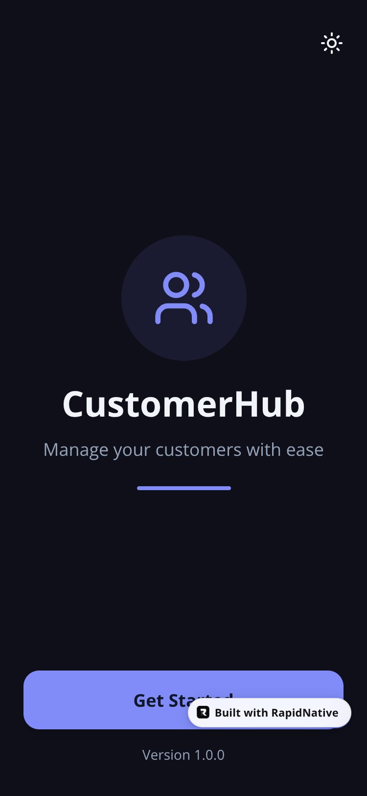 CustomerHub screen 1