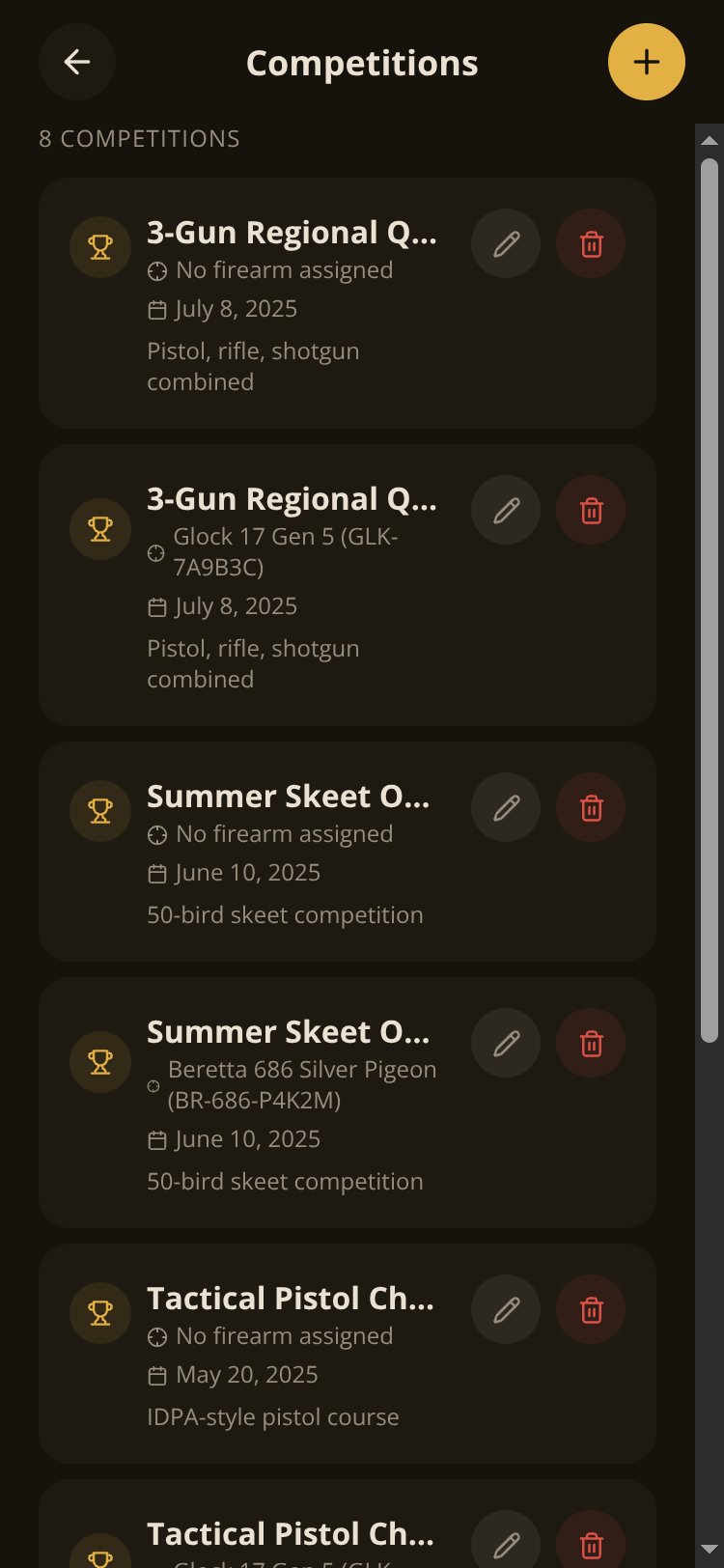 Range Log screen 1