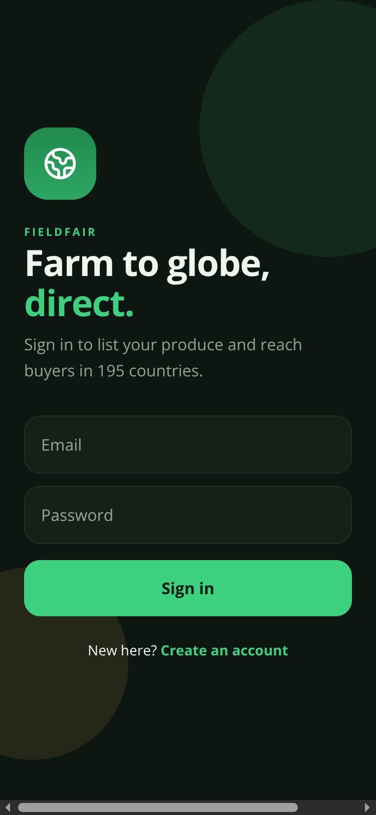 FieldFair screen 1
