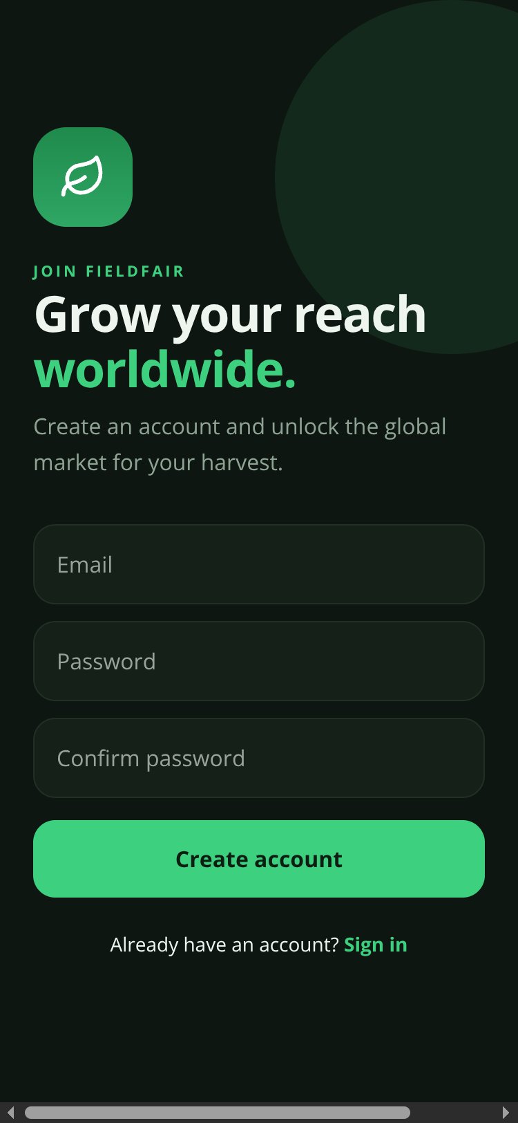 FieldFair screen 2