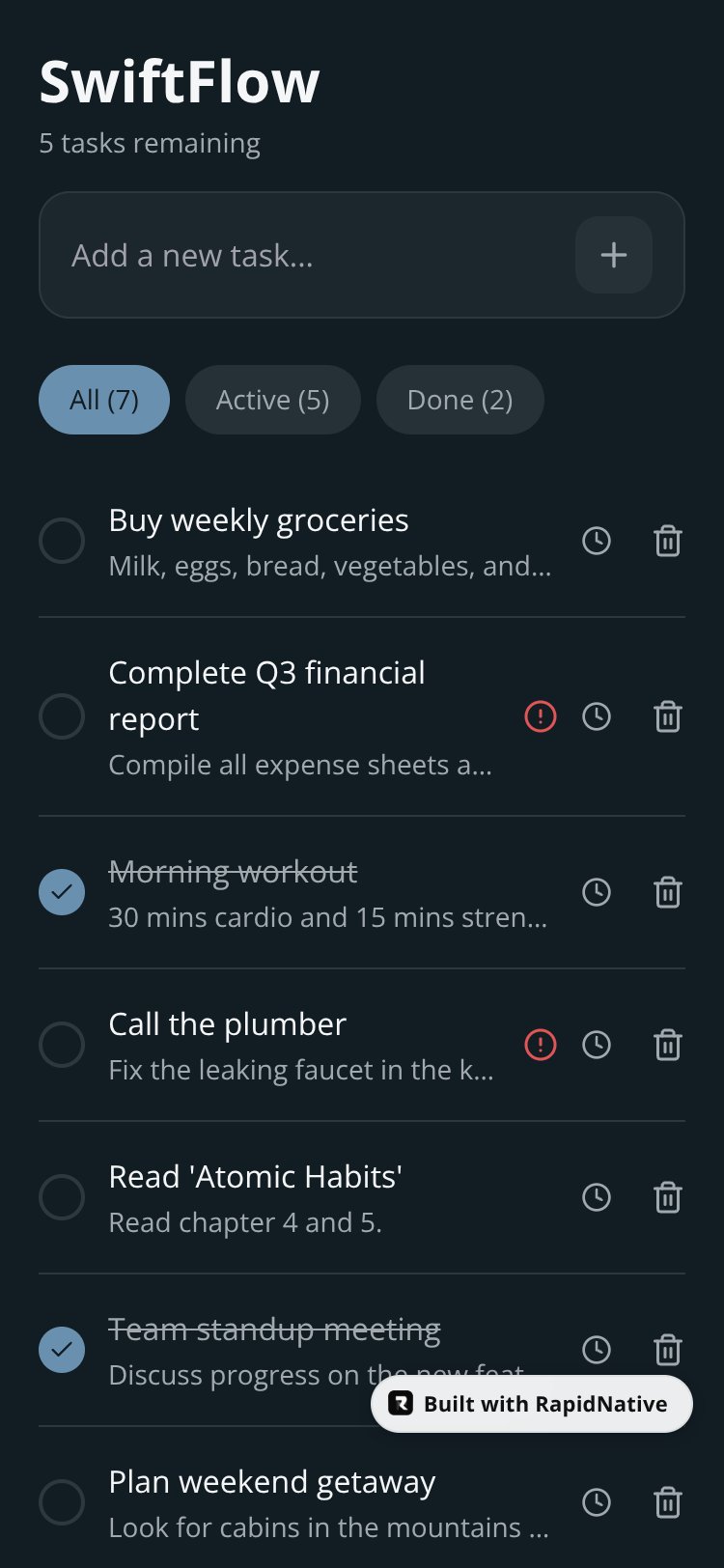 SwiftFlow screen 1