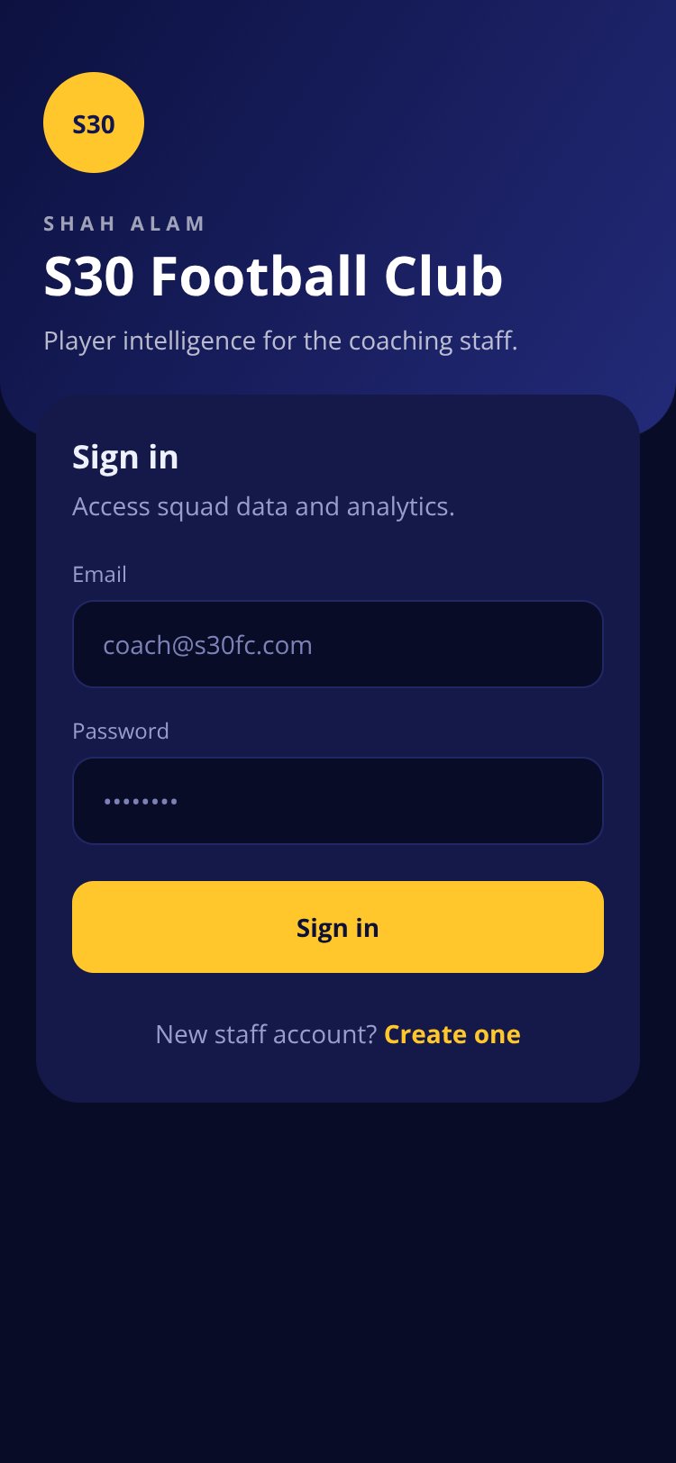 S30 FC Player IQ screen 1